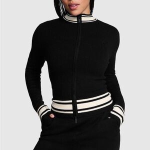 Pink Victoria Secret Varsity Knit Full-Zip Sweater size XXL